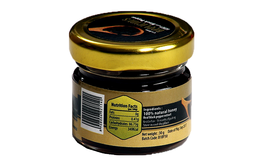 LivRite Beelicious Honey with Black Pepper    Glass Jar  30 grams